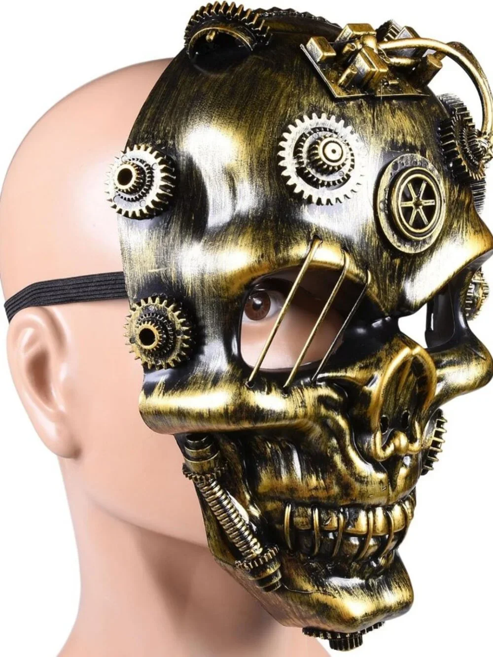 Vintage Steampunk Skull Mask | Metallic Cyborg Masquerade Costume Prop for
